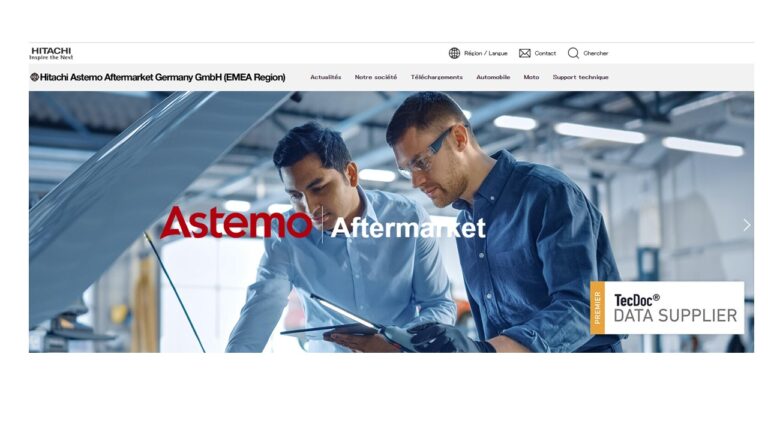 Le site internet Hitachi Astemo Aftermarket disponible pour tous les clients francophones