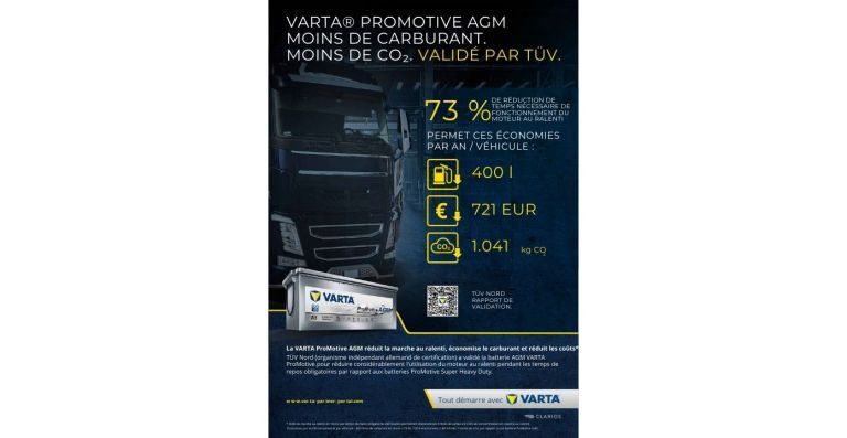 La batterie VARTA® ProMotive AGM pour PL certifiée plus économe en carburant par TÜV NORD